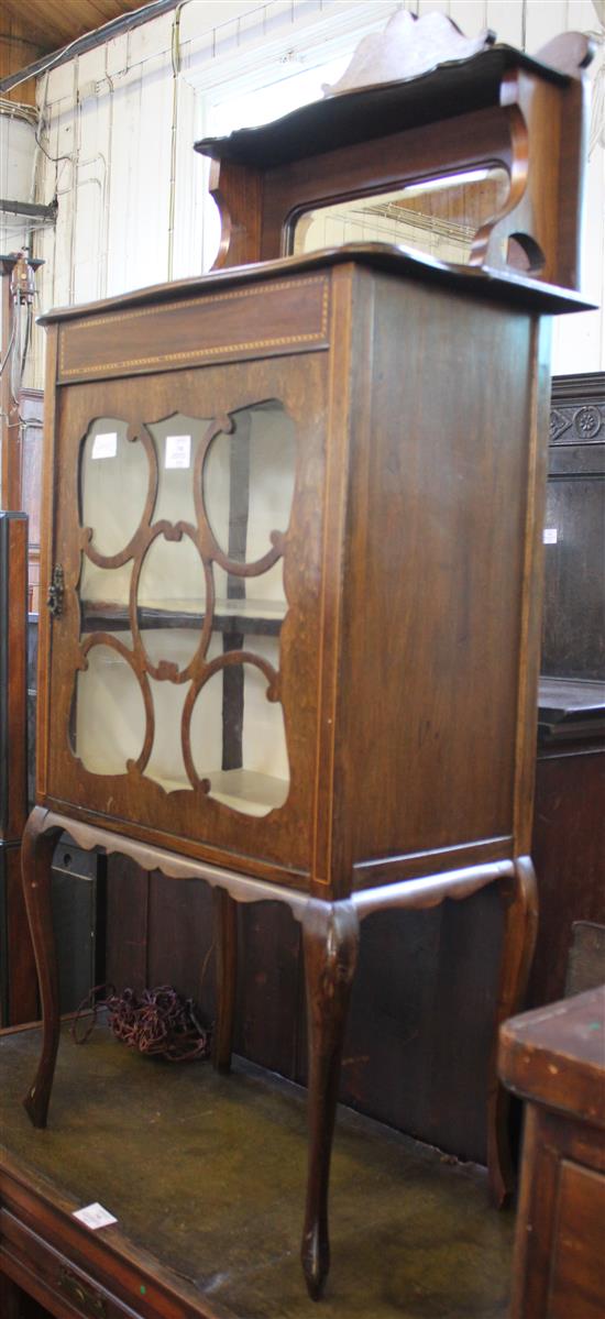 Edwardian inlaid mahogany glazed cabinet